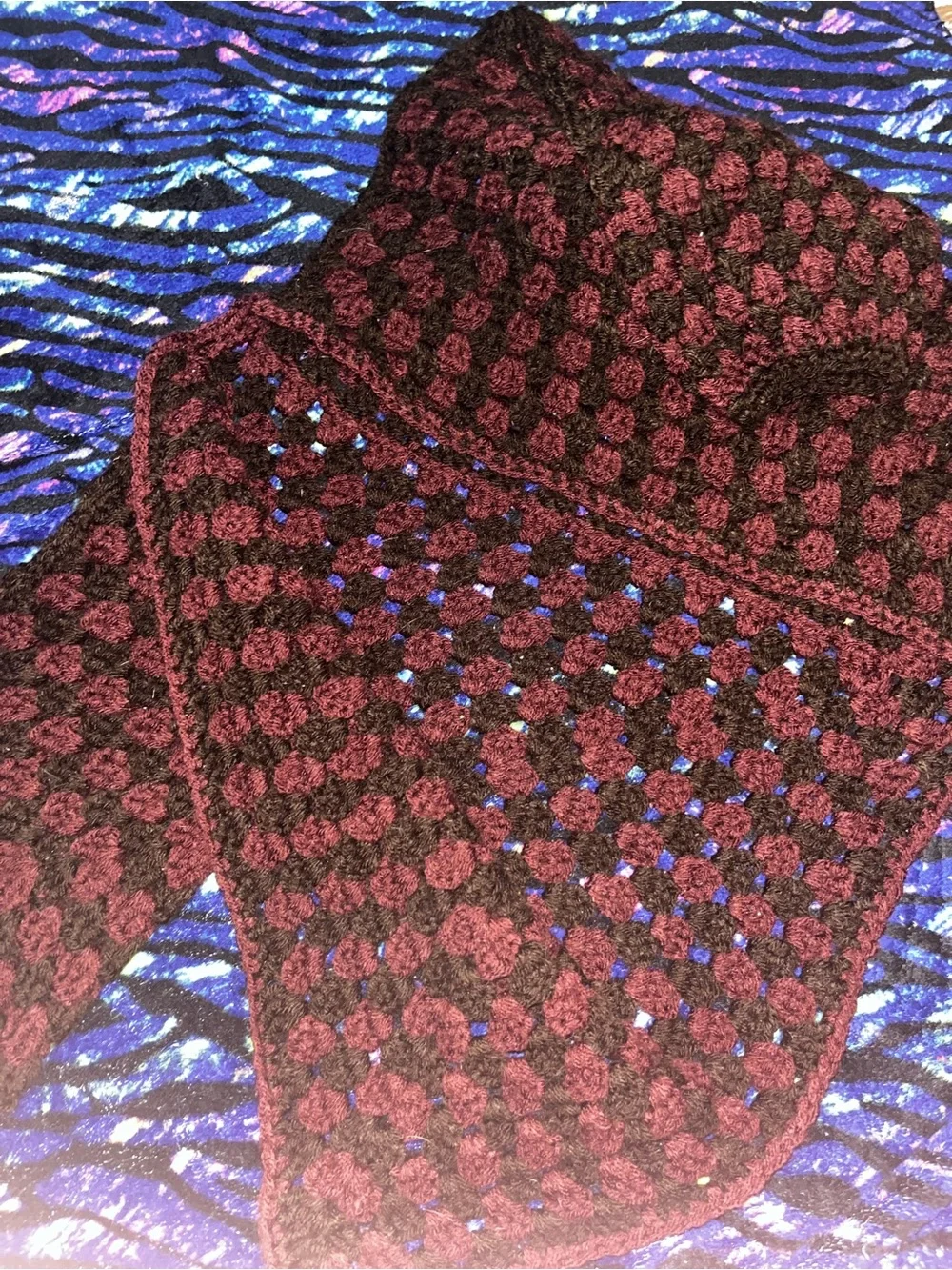 Kids Crochet cardigan in Brown & Purply brown